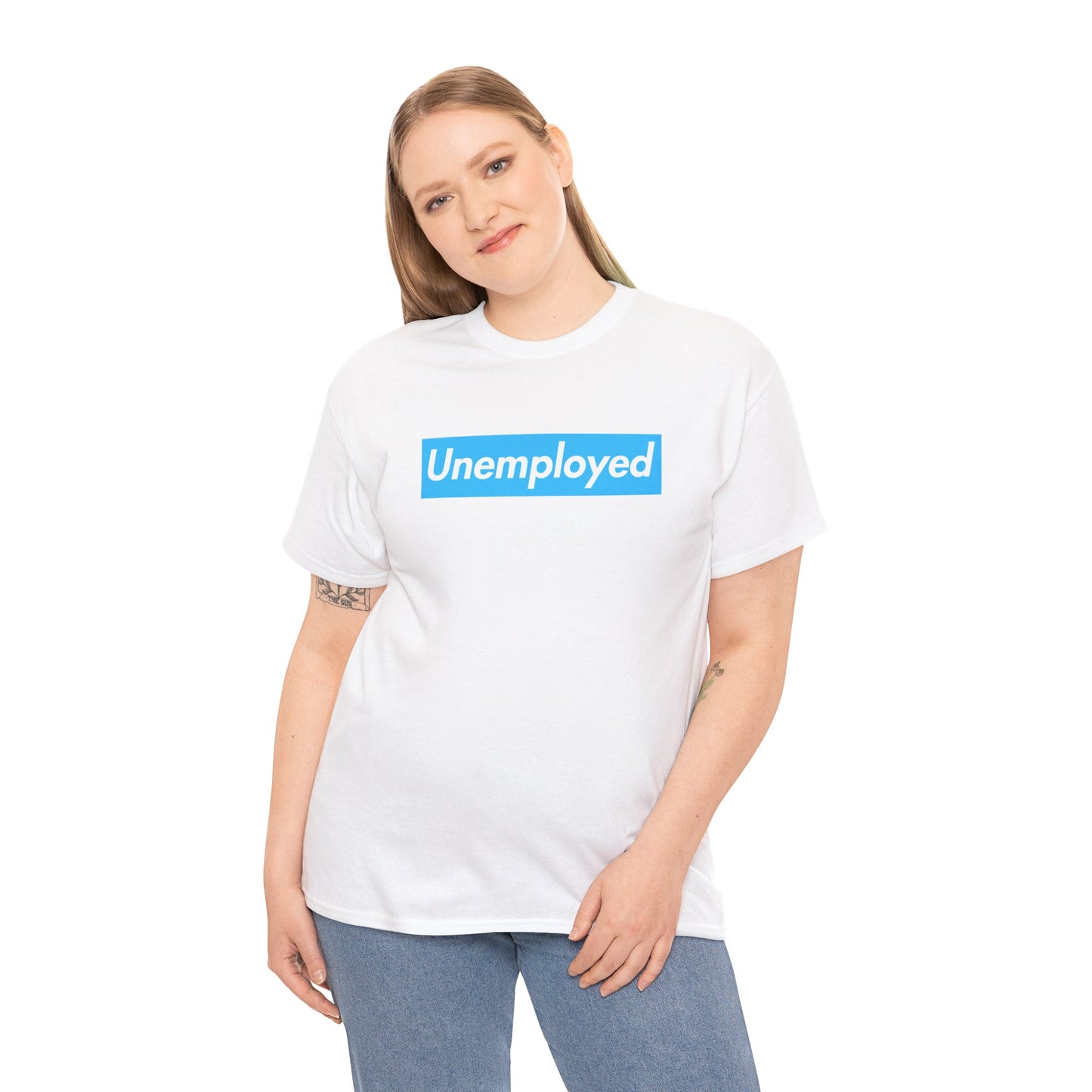 Unemployed Blue Logo Unisex Heavy Cotton Tee