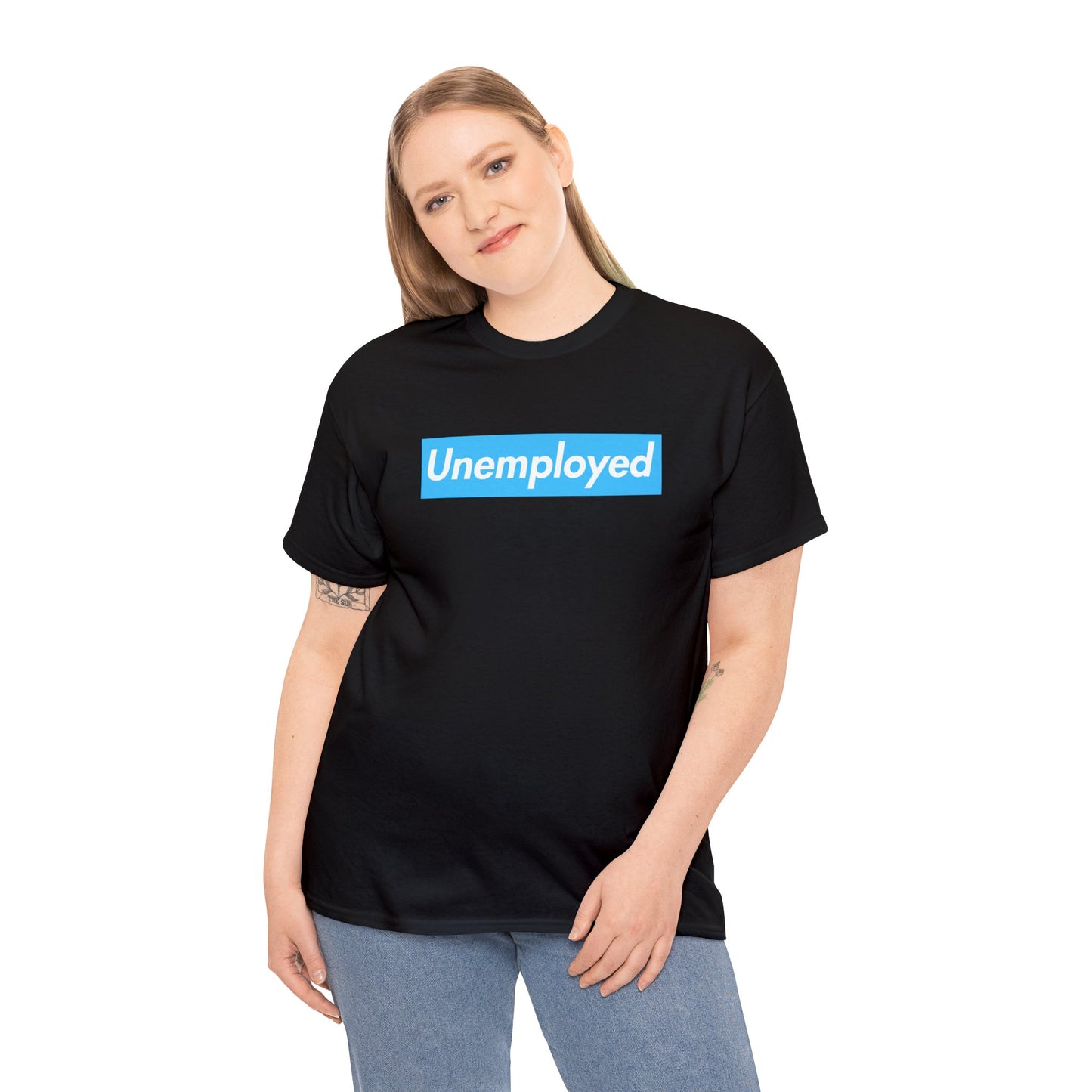 Unemployed Blue Logo Unisex Heavy Cotton Tee